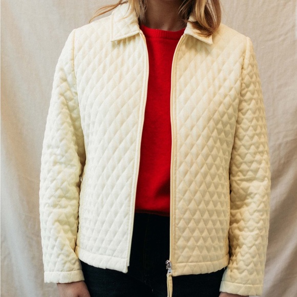 Vintage Cream Quilted Jacket Coat (Made in Canada) - Picture 1 of 11